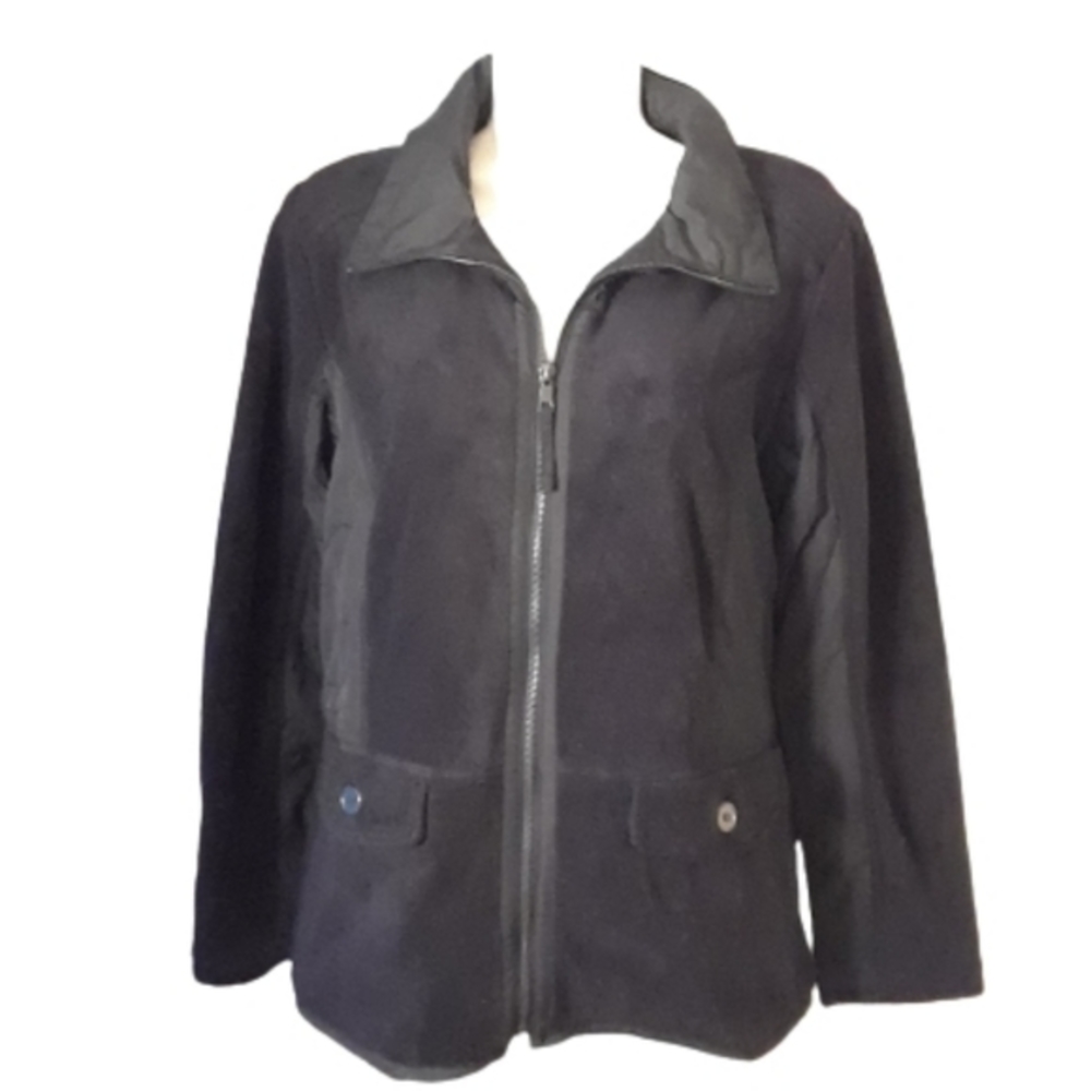 Style & Co. Sport Fleece‎ Panel Hooded Jacket Black M